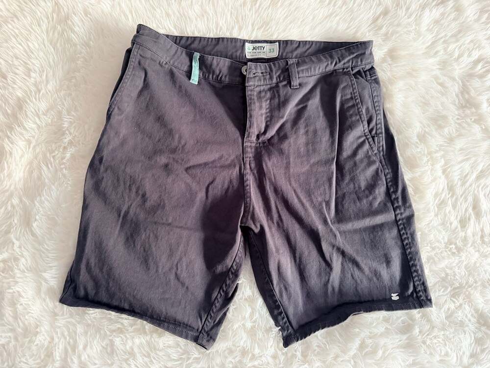 Jetty Session Shorts Men Size 33 Charcoal Grey Hybrid Chino Shorts